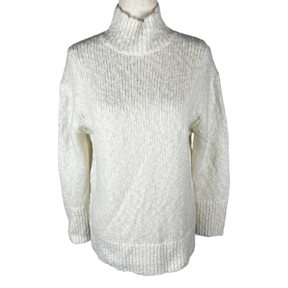 VINCE WOOL BLEND NUBBY TURTLENECK SWEATER IN CREAM NWT WOMEN'S SIZE XS - Picture 2 of 16
